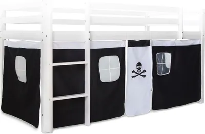 Produktbild von Homestyle4u 1516, Posteľ Surround Záclona pre podkrovné postele Záclona tkanina bavlna čierna