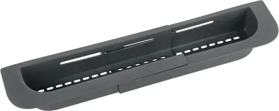 Produktbild von Grauer Spülbecken-Organizer aus Kunststoff, ausziehbar bis zu 49,5 cm, Ablagefläche + Besteckablage