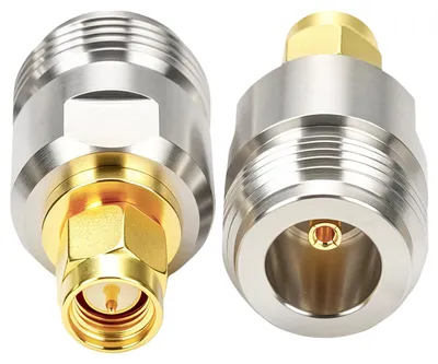 2er-Set N-Buchse auf SMA-Stecker, Koaxial-Adapter, Gold