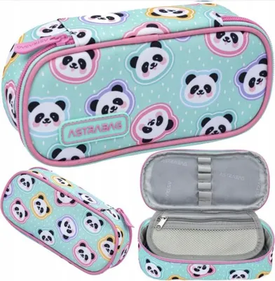 Image de Trousse à crayons matelassée avec rabat intérieur Minty Pandas Astrabag Astra