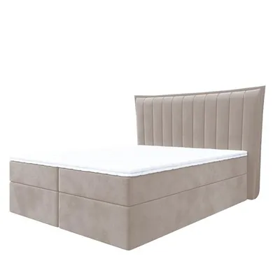 Produktbild von Bett Boxspringbett LUNA mit Topper T25 und Bettkästen - Doppelbett, Stauraum, Schlafzimmer, Polsterbett, Bettgestell (200x200, Beige - ITAKA 46)