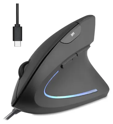 Imagen del producto de Ratón vertical ergonómico Perixx PERIMICE-513 C, conexión USB-C, color negro, para diestros
