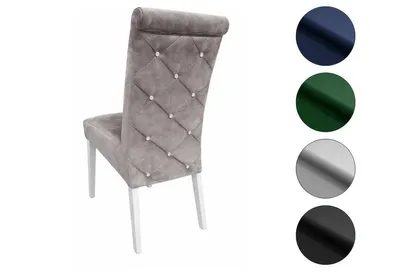 Produktbild von Ares Meble Stuhl K6 Esszimmerstuhl Grau – Samt Polsterstuhl Magic Velvet 2241, Weiße Holzbeine, Glamour Design, Bequemer Küchen- & Schminkstuhl