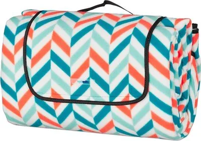 Produktbild von Picknickdecke XL 200 x 300 cm - Isolierend und wasserdicht - Fleece-Strandtuch mit Griff - Kompakt und bunt