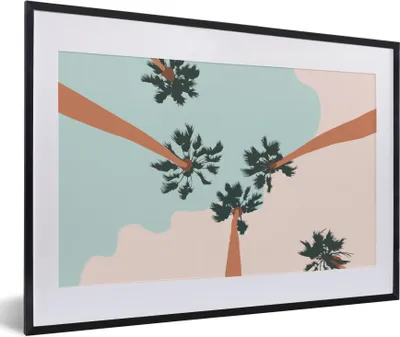 Produktbild von MuchoWow® Gerahmtes Poster Sommer - Palmen - Abstrakt 60x40 cm - Poster mit Schwarzem Bilderrahmen Wandposter Rahmen Foto Bilder - Schlafzimmer - Plakat in Rahmen - Drucken