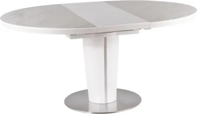 Image de Casa Padrino Luxe Table de salle à manger Blanc / Gris / Argent 120-160 x 120 x H. 76 cm - Table de salle à manger moderne à rallonges avec plateau en céramique imitation marbre - Meubles de cuisine