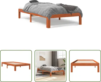 Produktbild von The Living Store Massivholzbett Wachsbraun 100x200 cm Kiefer