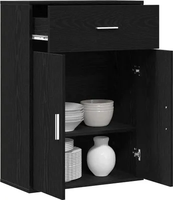 Immagine prodotto di Credenza vidaXL nera effetto rovere 60 x 30 x 84 cm in materiale derivato dal legno