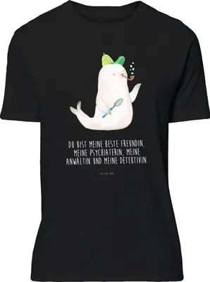 Produktbild von Mr. & Mrs. Panda S T-Shirt Robbe Sherlock - Schwarz - Geschenk, Lustige Sprüche, Tshirt, Statement-Shirt, Shirt, oberteil