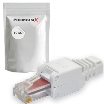 Produktbild von PremiumX 10x CAT 6 Netzwerkstecker CAT6 CAT5e RJ45 werkzeuglos LAN PC Ethernet