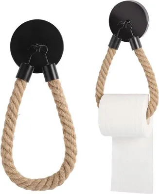 Produktbild von Holz-Toilettenspüler mit Metall, schwarz, Wandmontage