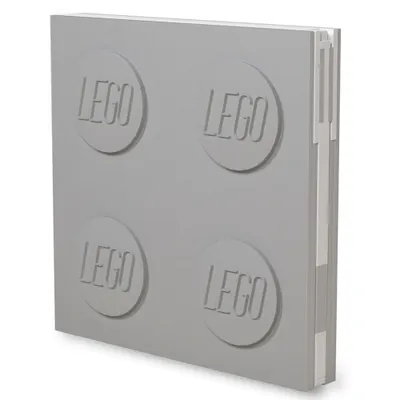 Image de LEGO - carnet de notes verrouillable avec stylo gel (15,8 x 2 x 15,8cm), Couleur:gris
