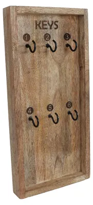 Image de Porte-clés Van Manen en bois de manguier et métal, 32 x 15 cm, noir et naturel