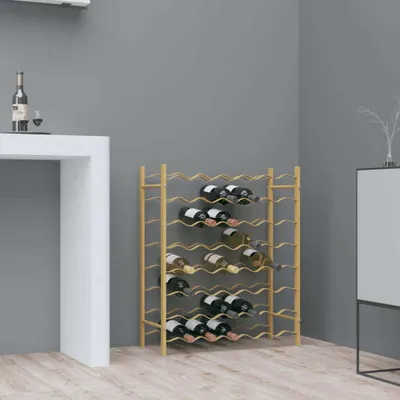 Produktbild von The Living Store Weinregal für 48 Flaschen Golden Metall