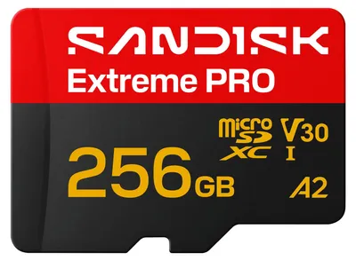 Produktbild von SanDisk Extreme PRO microSD UHS-I, 256 GB, MicroSDHC, UHS-I, 250 MB/s, 170 MB/s, Class 3 (U3)
