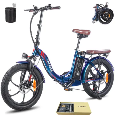 Obrázek produktu pro Skládací elektrokolo z nerezové hliníkové slitiny, 36 V, 20 Ah, 720 Wh, dojezd až 120–150 km, voděodolné (IPX5), 20 palců, 7 rychlostí, modré