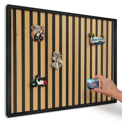 Produktbild von Magnettafel 70x50 cm mit schwarzem Rahmen - Magnetische Metalltafel, Magnetpinnwand zur Wandmontage für Wohnzimmer, Küche, Flur, Kinderzimmer und Büro - Holzrhythmen