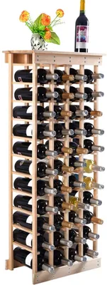 Produktbild von 44 Flaschen Weinregal Holz, Flaschenregal Kiefer, Weinschrank mit Ablage, Flaschenablage Weinstaender naturfarbe, Weinstaender Weinschrank