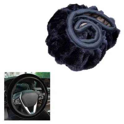 Obrázek produktu pro Plyšový kryt na volant, zimní, protiskluzový, univerzální velikost 34-40 cm, černý