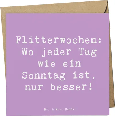 Produktbild von Mr. & Mrs. Panda Klappkarte Spruch Flitterwochen-Magie - Lavendeltraum - Geschenk, Geschenke, Glückwunschkarte, Heirat, Hochzeit, frisch verheiratet, faltkarte, Grußkarte