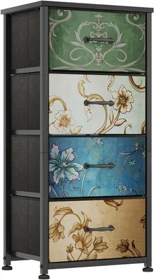 Produktbild von Kommode mit 4 Schubladen, Stoff Schubladen, Holzplatte, für Schlafzimmer