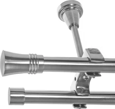 Produktbild von Edelstahl Look Gardinenstange Ø 20mm Deckenträger 2-läufig zweiläufig Deckenbefestigung Knauf D61 E86E30 RR