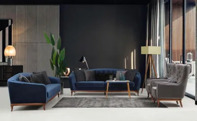 Immagine prodotto di Set di divani Chesterfield divano 4+3+1 posti gruppo tessuto
