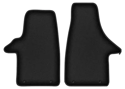 Productafbeelding van Velours voormatten voor VW Transporter T5 2003-2015 – 2-delig, zwart, op maat – Wielganizator DURBAN