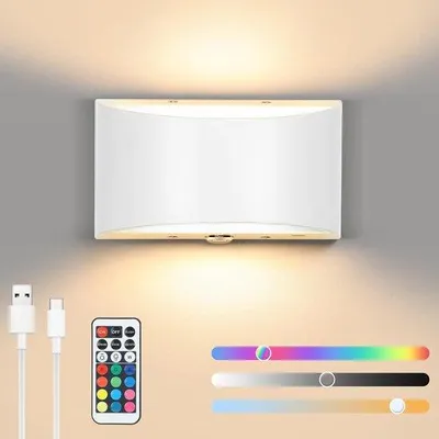 Obrázok produktu pre Nabíjateľná LED nástenná lampa do obývačky a spálne – do exteriéru aj interiéru – nabíjanie cez USB – napájanie na batérie – diaľkové ovládanie – energeticky úsporná