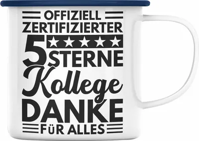 Produktbild von Trendation - Bester Kollege Der Welt Emaille Tasse Geschenk Abschied Neuer Job Kollege Geschenkidee Abschiedsgeschenk (Blau)