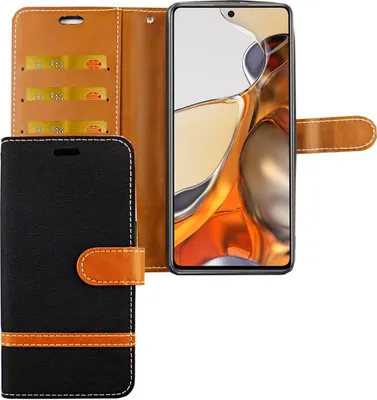 Zdjęcie produktu dla Etui na telefon komórkowy Xiaomi 11T Pro Etui ochronne z klapką i miejscem na kartę, kolor: Jeasn Black
