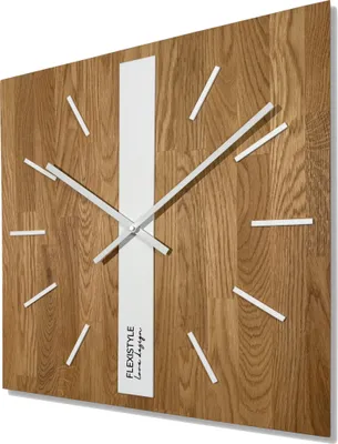 Immagine prodotto di FLEXISTYLE Orologio da parete moderno senza ticchettio - Orologi da parete moderni in legno per bagno e soggiorno - Rovere (bianco, quadrato, 50 cm)