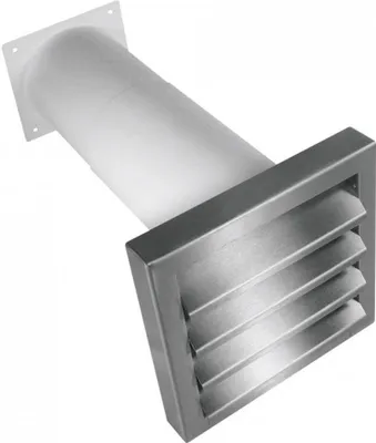 Produktbild von Mauerkasten Ø 125mm ausziehbar 27-48cm Edelstahl Lüftungsgitter Küche