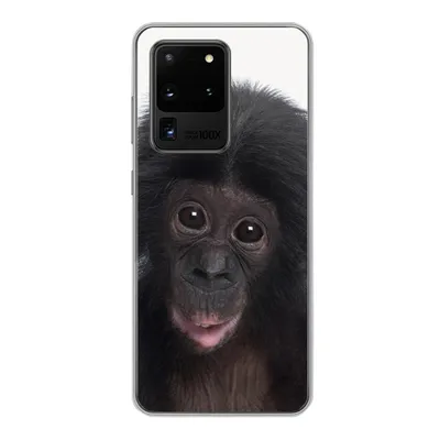 Produktbild von MuchoWow® Handyhülle Schutzhülle Hülle für Samsung Galaxy S20 Ultra Affe - Schimpanse - Porträt - Kinder - Jungen - Mädchen Silikon Softcase Handy Hülle - Karteninhaber