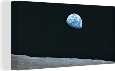Obrázek produktu pro OneMillionCanvasses® - Obraz na plátně - Země z Měsíce, nástěnná malba, nástěnné dekorace obrazy obývací pokoj, 40x20cm