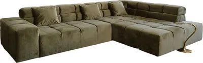Produktbild von KAWOLA Sofa NEVADA Ecksofa Velvet olivgrün Recamiere rechts mit motorischem Sitzvorzug