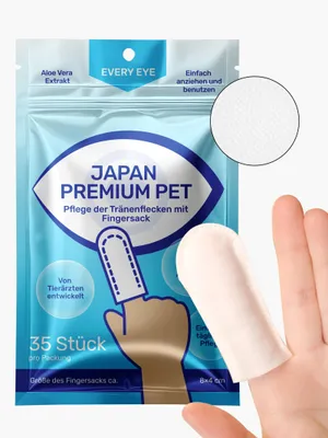 Produktbild von Feuchttücher- Finger Pads zur Beseitigung von Tränenspuren und zur Augenpflege von Hunden und Katzen, 35 Stück