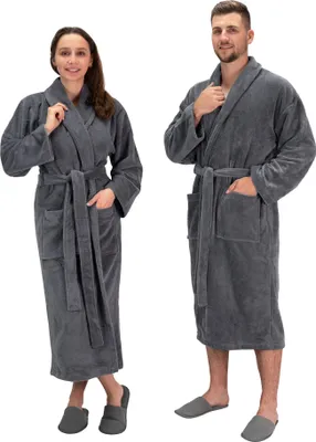 Produktbild von Velours-Bademantel, Baumwolle/Polyester, grau, L