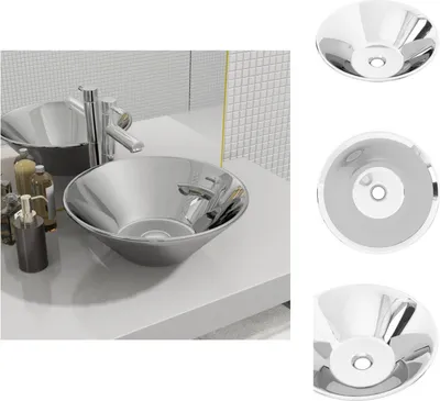 Immagine prodotto di vidaXL Lavabo 42 x 14 cm in ceramica argento - Lavabo da bagno