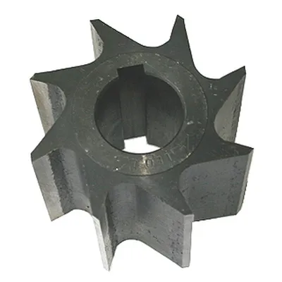 A close-up, isolated shot of a metal cutting roller.