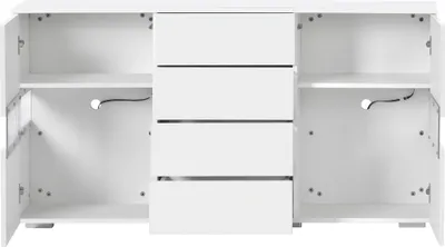 Produktbild von Merax Kommode Hochglanz Weiß Sideboard mit 16-farbe LED-Beleuchtung inkl. Fernbedienung, LED Kommode weiß Wohnzimmerschrank Schrank mit großem Stauraum