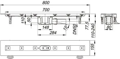 Produktbild von Dallmer Duschrinne CeraLine F 700mm DN50