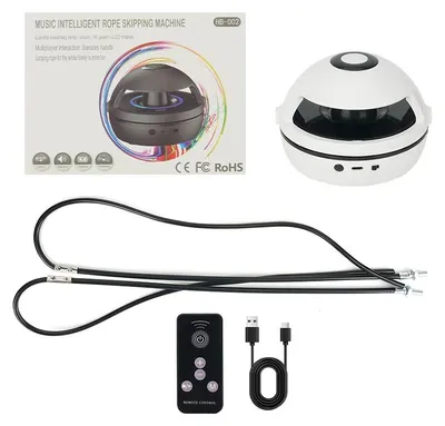 Produktbild von Intelligentes Musik-Springseil - Automatisches Springseil - Bluetooth - 10 Geschwindigkeitsstufen - Fernbedienung - LED-Display - Für Kinder - Weiß