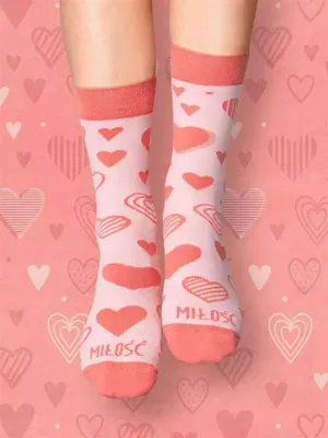 Produktbild von Lange Socken "Liebe" für Valentinstag, druckfreier Bund, Flachnaht, Größe 36-40