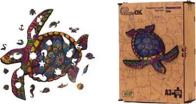 Obrázok produktu pre Drewniane puzzle ekologiczne 126 elementów - Długowieczny żółw A3