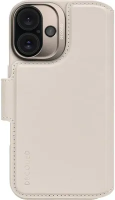 Immagine prodotto di Custodia MagSafe per Apple iPhone 16 - Cover portafoglio Decoded in vera pelle 2-in-1 - Clay
