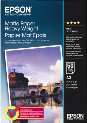 Obrázek produktu pro Epson C13S041261 Epson Matte Paper - Heavy Weight A 3, 50 Blatt, 167 g S 041261