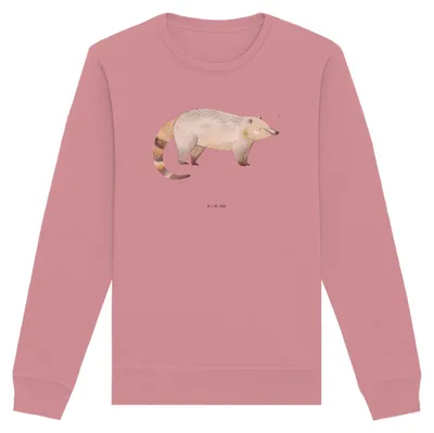 Produktbild von Mr. & Mrs. Panda Baumwoll Sweatshirt Nasenbär Größe L - Canyon Pink - Geschenk, Bär, Pullover, Rüsselbär, Lustige Sprüche, Rundhals, Sweater, Nasenbären, Pulli