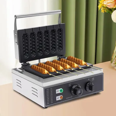 Produktbild von 1500W Gewerbelieferung: Waffelmaschine für 6 Waffeln, Hotdog-Maschine, Maschine zur Zubereitung von Speisen (DIY)