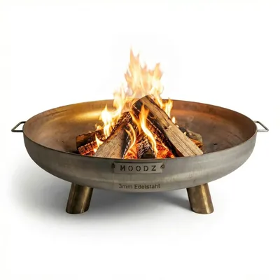 Produktbild von MOODZ Feuerschale 100 cm - Feuerschalen für den Garten - Feuerstelle Outdoor & Feuertonne - Feuerschale mit opt. Grillrost aus hochwertigem Edelstahl - Feuerkorb für den Garten - 100x100x24 cm
